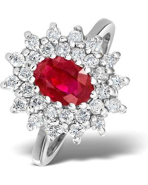 The Diamond Store Ruby 7 X 5Mm And Diamond 18K Ring Fet36-Ty - White