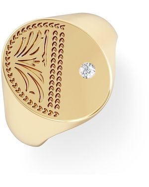 The Diamond Store Crest 0.03Ct Lab Diamond Oval Signet Ring - Metallic
