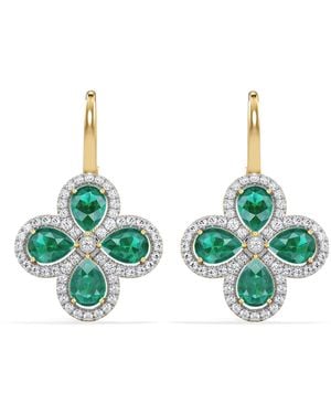 The Diamond Store Bloom 4.75Ct Lab Emerald And Lab Diamond Earrings - Green