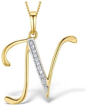 The Diamond Store Initial 'N' 0.05Ct Lab Diamond Pendant Necklace - Metallic