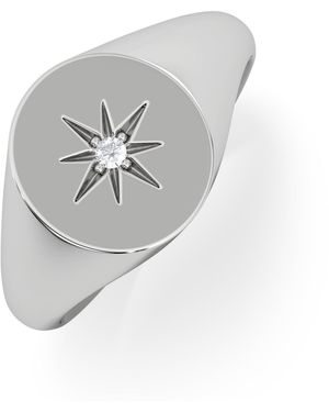 The Diamond Store Star Signet Lab Diamond Ring - Grey