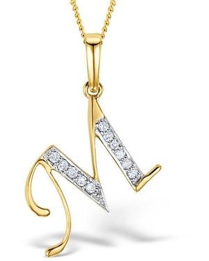 The Diamond Store Initial 'M' 0.05Ct Lab Diamond Pendant Necklace - Metallic