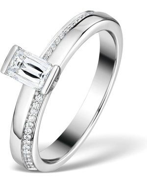 The Diamond Store 0.57Ct Ideal Prince Cut Diamond And 18K H/Si Ring - Metallic