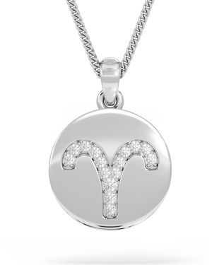 The Diamond Store Astrology Aries 0.07Ct Lab Grown Diamond Medallion Pendant Necklace - Metallic
