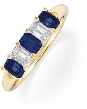 The Diamond Store Solene 0.75Ct Emerald Cut Lab Sapphire And Lab Diamond Half Band Eternity Ring - Blue