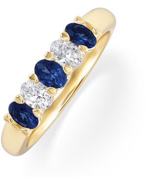 The Diamond Store Solene 0.75Ct Oval Cut Lab Sapphire And Lab Diamond Half Band Eternity Ring - Blue