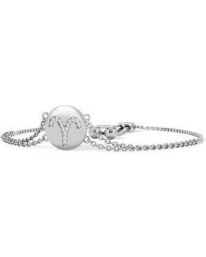 The Diamond Store Astrology Aries 0.07Ct Lab Grown Diamond Adjustable Medallion Bracelet Sterling - White