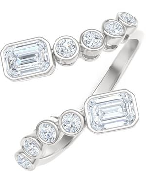 The Diamond Store Skyline 0.75Ct Emerald And Round Cut Lab Diamond Ring - White