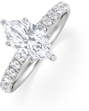The Diamond Store Amora Marquise 1.47Ct Hidden Halo Engagement Ring With Side Stone Set - White