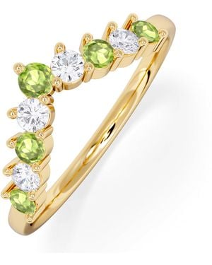 The Diamond Store Starlit Peridot And Lab Diamond Wishbone Ring - Yellow