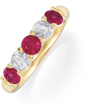 The Diamond Store Solene 0.75Ct Round Cut Lab Ruby And Lab Diamond Half Eternity Ring - Pink