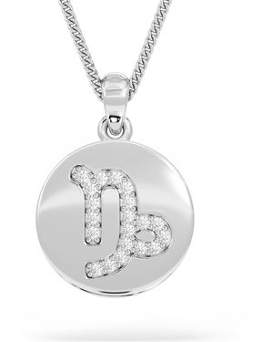 The Diamond Store Astrology Capricorn 0.07Ct Lab Grown Diamond Medallion Pendant Necklace - Metallic