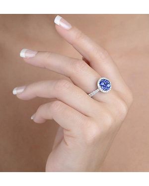 The Diamond Store 0.84Ct Diamond 1.60Ct Sapphire And 18K Circles Ring - Natural