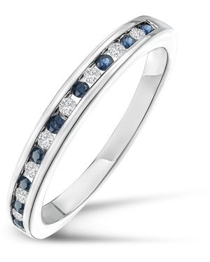 The Diamond Store Sapphire 0.12Ct And Diamond 925 Sterling Ring - Blue