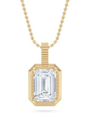 The Diamond Store Gallery 1.00Ct Emerald Cut Lab Diamond Solitaire Pendant Necklace - Metallic
