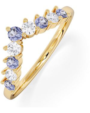 The Diamond Store Starlit Tanzanite And Lab Diamond Wishbone Ring - Metallic
