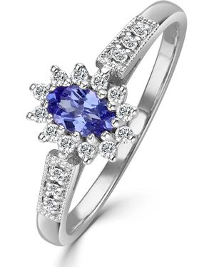 The Diamond Store Tanzanite 5 X 3Mm And Diamond 9K Ring - Blue
