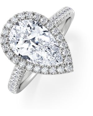 The Diamond Store Diana Lab Diamond Pear Halo Engagement Ring 2.60Ct F/Vs1 - White