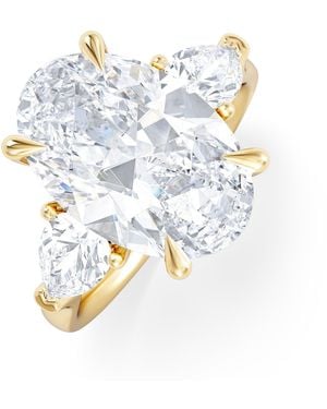 The Diamond Store Adore 6.00Ct Oval Cut Lab Diamond 3 Stone Engagement Ring - Blue