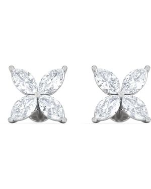 The Diamond Store Luxe Floral 2.00Ct Marquise Cut Lab Diamond Stud Earrings - Metallic