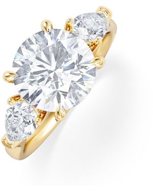The Diamond Store Adore 3.80Ct Round Cut Lab Diamond 3 Stone Engagement Ring - Blue