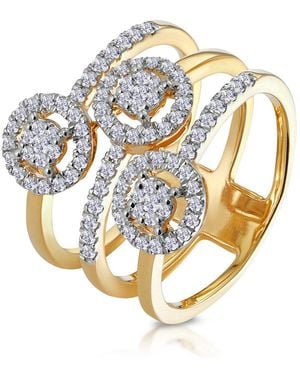 The Diamond Store 0.55Ct Asteria Collection Wide Diamond Halo Ring - Metallic