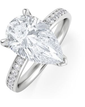 The Diamond Store Origin 3.30Ct Pear Cut Lab Diamond Solitaire Engagement Ring With Side Stones - Blue