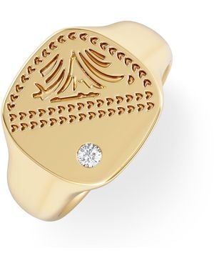 The Diamond Store Crest 0.03Ct Lab Diamond Square Signet Ring - Metallic