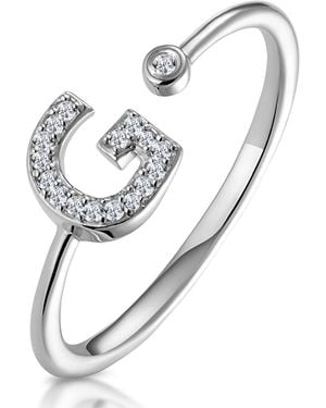The Diamond Store Lab Diamond Initial 'G' Ring 0.07Ct Set - Metallic