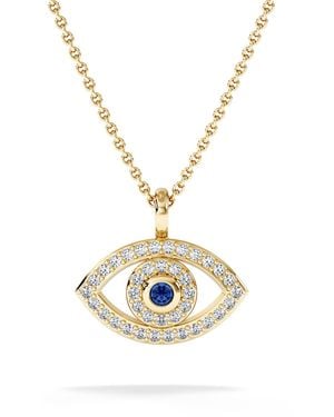 The Diamond Store Evil Eye 0.21Ct Sapphire And Lab Diamond Pendant Necklace - Metallic