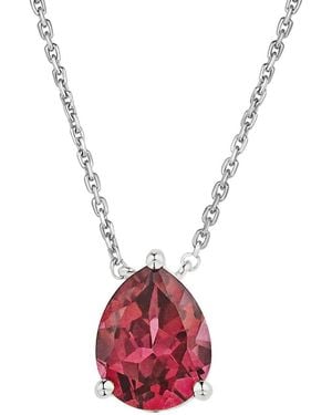 The Diamond Store 3.5 Ct Astra Lab Grown Ruby & Diamond Solitaire Pear Cut Necklace - Red