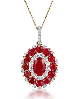 The Diamond Store 1.50Ct Ruby Asteria Collection Diamond Halo Pendant Necklace 18K - Red