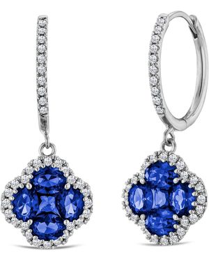 The Diamond Store Alegria 2.00Ct Lab Sapphire Halo Earrings - Blue
