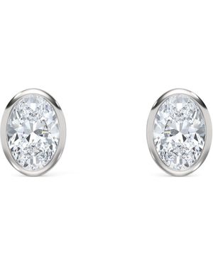 The Diamond Store Bezel Set 1.00Ct Oval Cut Lab Diamond Stud Earrings - Metallic
