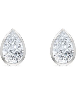 The Diamond Store Bezel Set 3.00Ct Pear Cut Lab Diamond Stud Earrings - Metallic