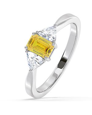 The Diamond Store Aurora Lab Diamond Emerald Cut And Trillion 1.00Ct Ring - Metallic