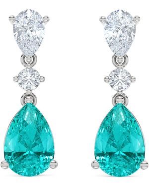 The Diamond Store 9.00Ct Pear Cut Lab Paraíba Yag Drop Earrings - Blue