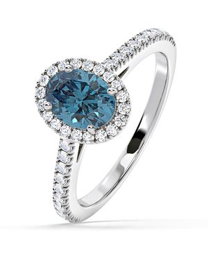 The Diamond Store Georgina Lab Diamond Oval Halo 1.60Ct Ring - Blue