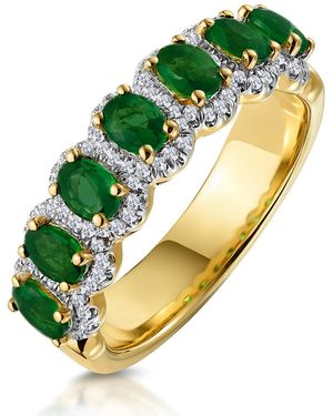The Diamond Store Emerald And Diamond Halo Eternity Ring 18K - Yellow