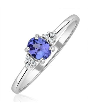 The Diamond Store Tanzanite 0.35Ct And Diamond 18K Ring - Blue