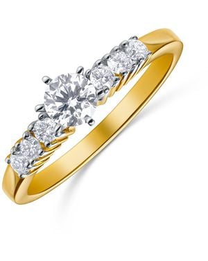 The Diamond Store 18K Lab Diamond Set Mount And Half Eternity Ring (0.70Ct) - Metallic