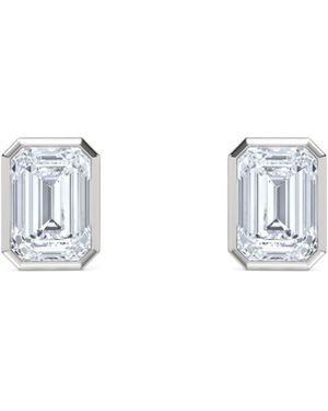 The Diamond Store Bezel Set 2.00Ct Emerald Cut Lab Diamond Stud Earrings - Metallic