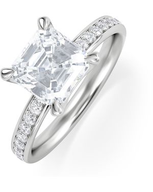 The Diamond Store Origin 2.25Ct Asscher Cut Lab Diamond Solitaire Engagement Ring With Side Stones - White
