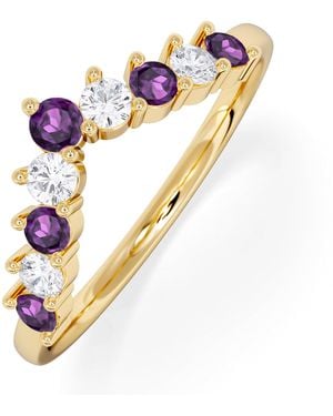 The Diamond Store Starlit Amethyst And Lab Diamond Wishbone Ring - Metallic