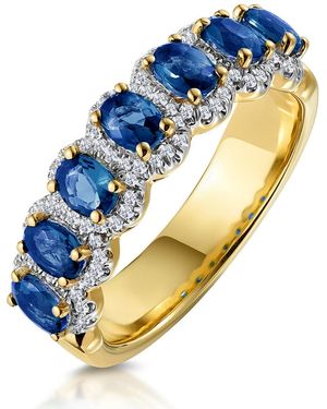 The Diamond Store Sapphire And Diamond Halo Eternity Ring 18K - Blue