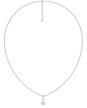 The Diamond Store Eden 3.15Ct Round Pearl And Lab Diamond Solitaire Pendant Necklace - Metallic