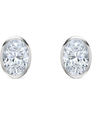 The Diamond Store Bezel Set 3.00Ct Oval Cut Lab Diamond Stud Earrings - Metallic
