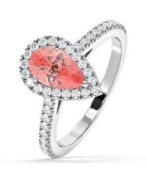 The Diamond Store Diana Lab Diamond Pear Halo Ring 1.60Ct - Pink