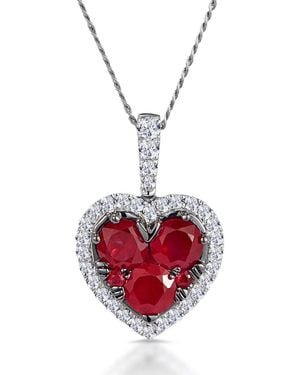 The Diamond Store 0.80Ct Ruby Asteria Diamond Heart Pendant Necklace - Red