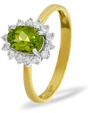 The Diamond Store Peridot 7 X 5Mm And Diamond 9K Ring - Yellow